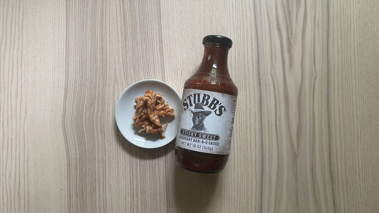Stubb's Sticky Sweet bbq sauce on table