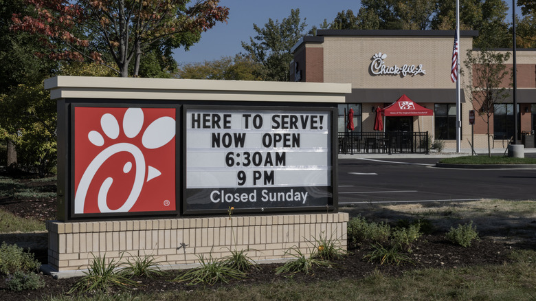 Chick-Fil-A sign outside restaurant