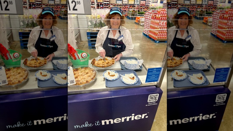 Worker preparing samples for Taste of Sam's event