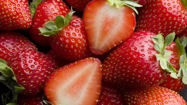 Close-up of juicy red strawberries