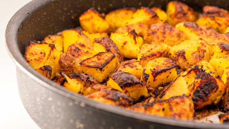 crispy potatoes in a pan