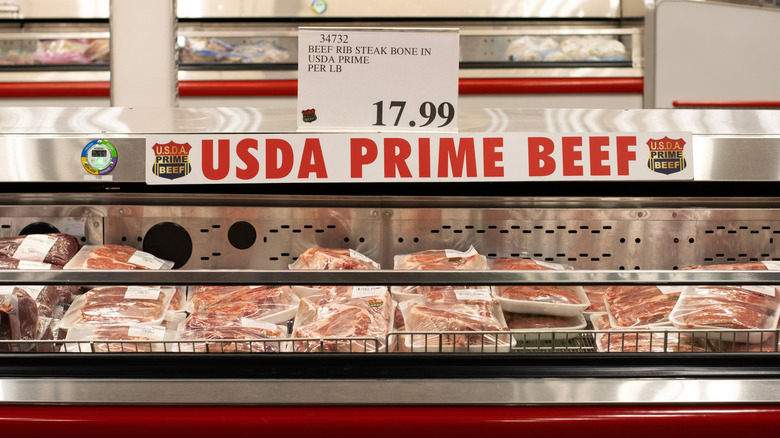 usda prime beef at a grocery store