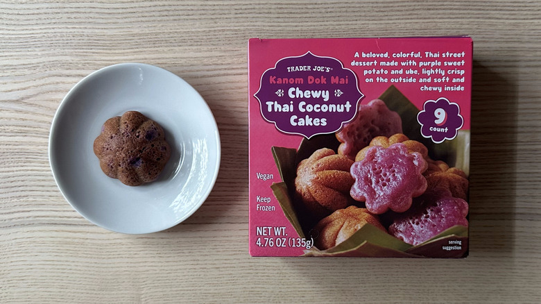 Trader Joe's Chewy Thai Coconut Cakes on wooden table