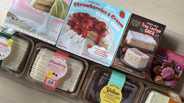 Trader Joe's cakes on wooden table