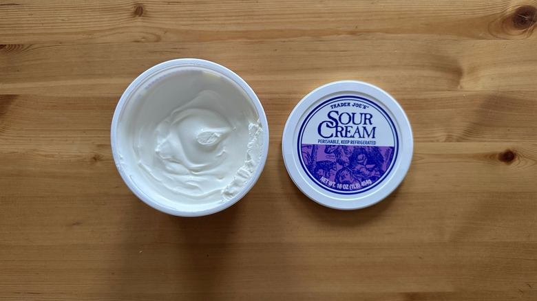 Trader Joe's Sour Cream on wooden table