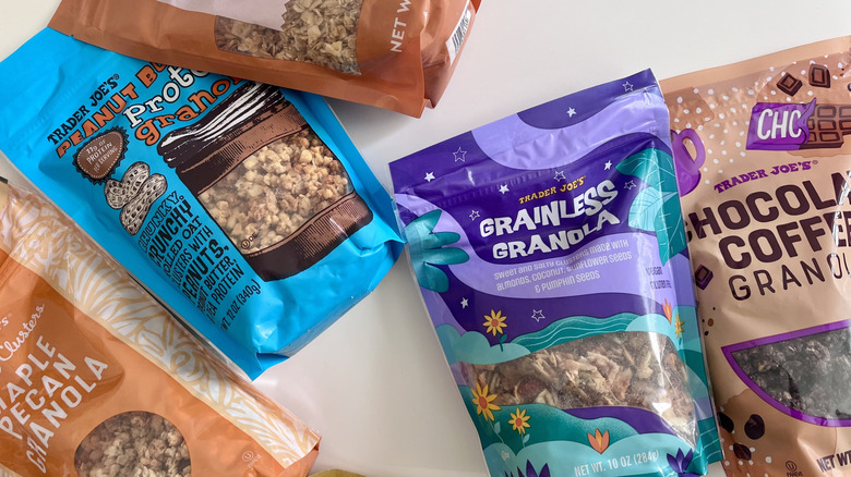 Trader Joe's granolas on a table