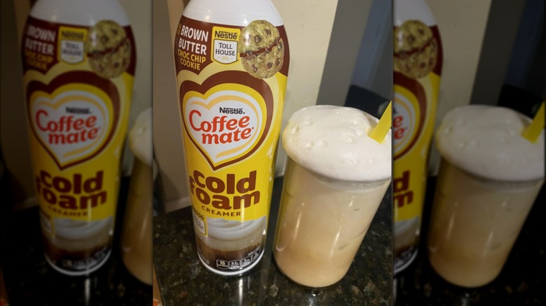 coffee mate brown butter chocolate chip cookie creamer on counter