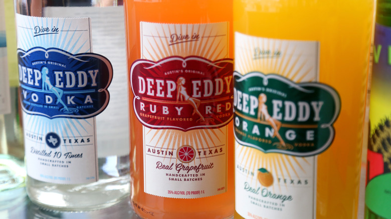 Bottles of Deep Eddy vodka