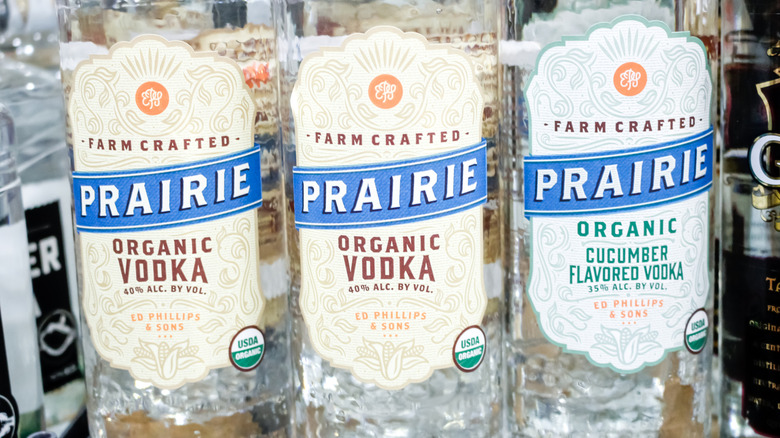 Bottles of Prairie Organic Vodka