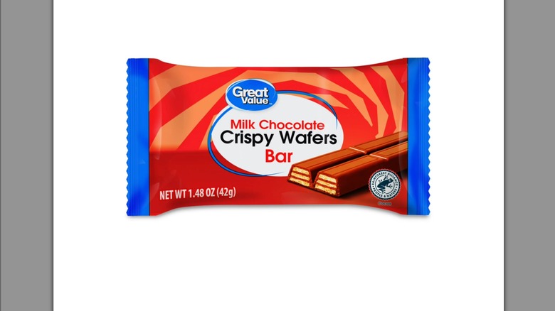 Great Value crispy wafers bar with white background