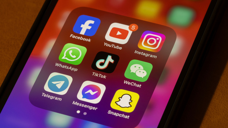 Close-up of social media apps on a smartphone