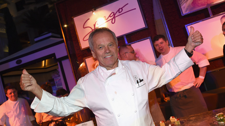 Wolfgang Puck in front of Spago restaurant in Las Vegas