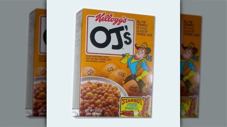 box of OJ's cereal