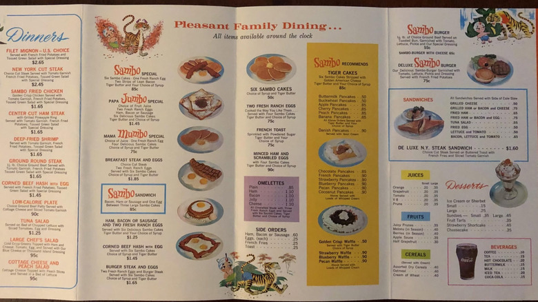 A vintage menu for Sambo's Pancake House