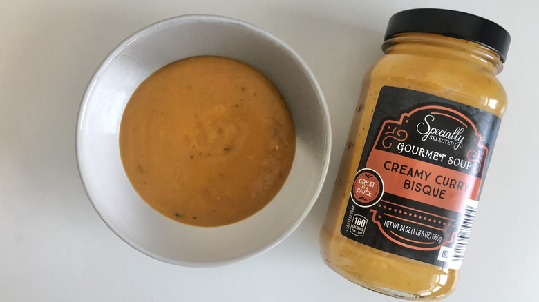 Specially Selected creamy curry bisque in a bowl.