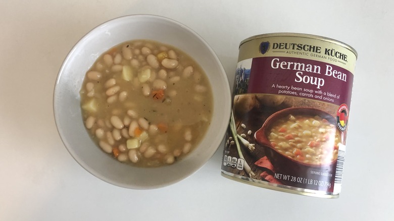 German Kuche German bean soup in a bowl.