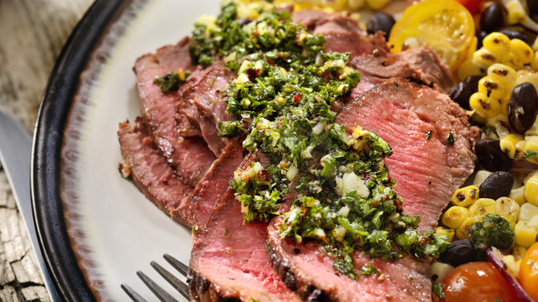 seared steak with chimichurri