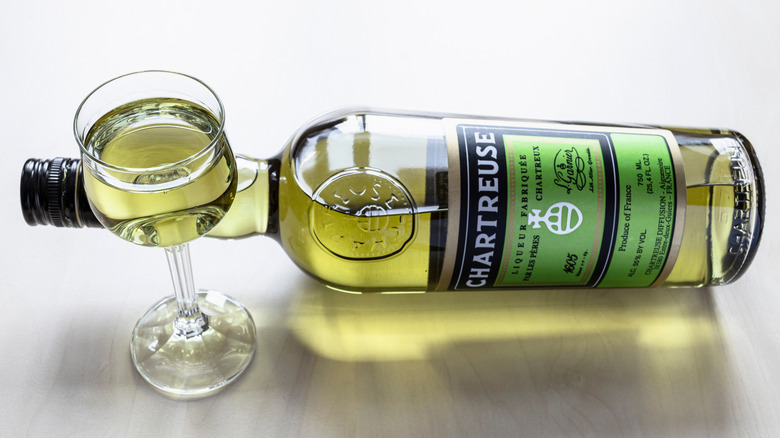 Horizontal bottle of Chartreuse