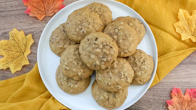 Maple Pecan Sweet Potato Cookies on white plate