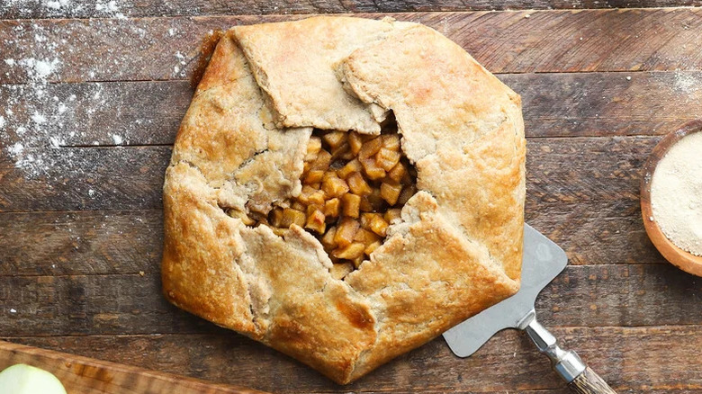 Maple Apple Crostada on wooden surface