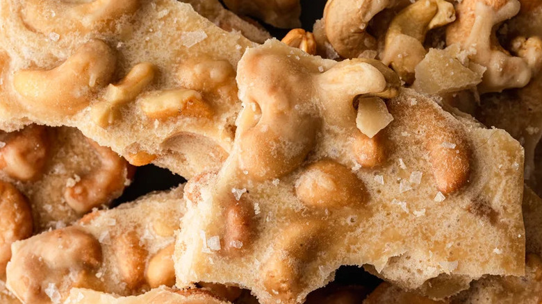 Maple Cashew Brittle up close