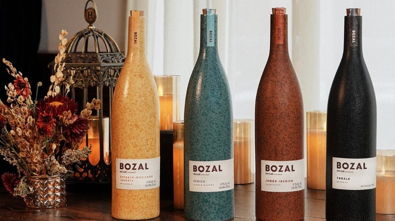 Different bottles of Bozal mezcal