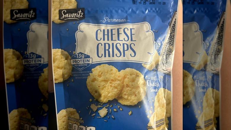 Blue package of Aldi's Cheese Crisps