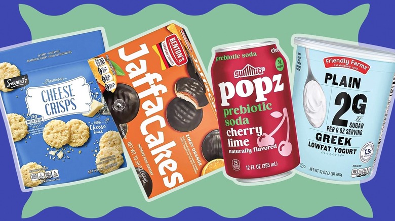 Aldi products on blue and green background