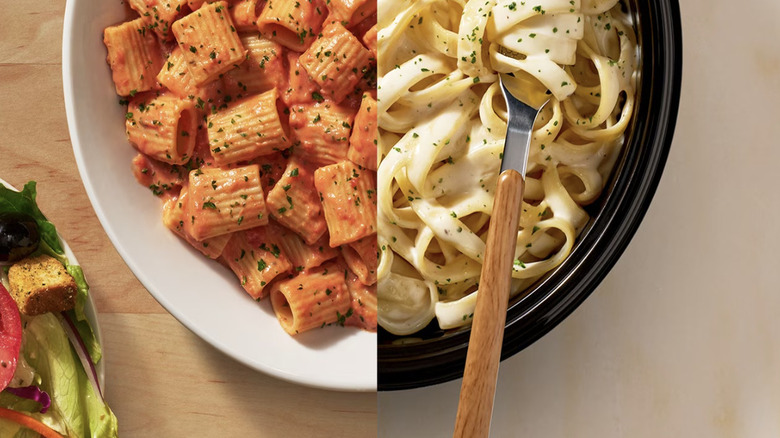 Buy One, Take One image of two pastas in bowls.