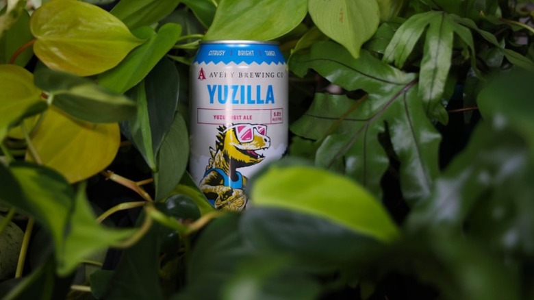 Can of Yuzilla hiding in the bushes