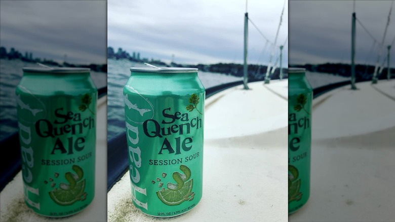Dogfish Head Sea Quench Session Sour can on the deck of a ship
