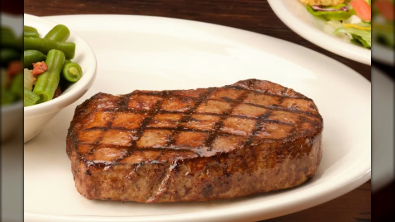 close up of a hand cut sirloin from Texas Roadhouse