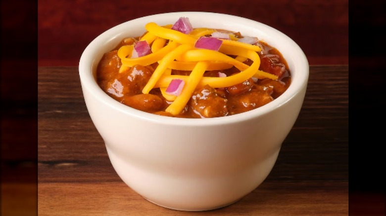small cup of Texas Red Chili from Texas Roadhouse