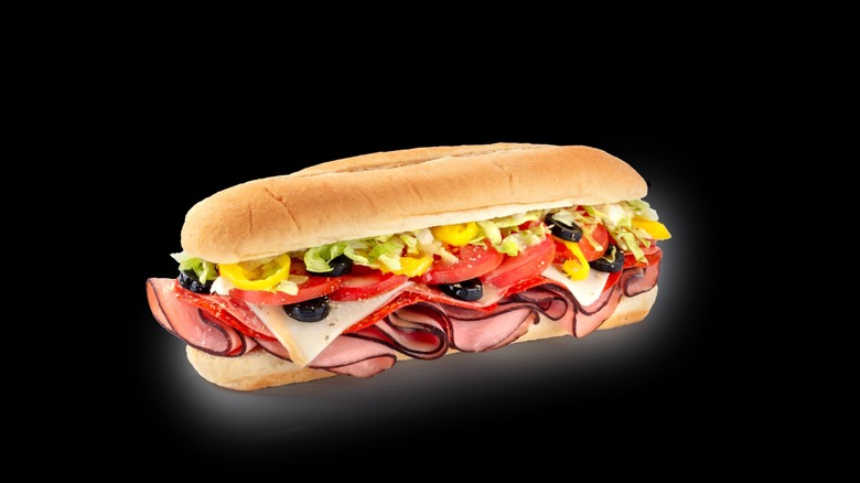 The big Italian sub on black background