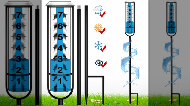 JMBay Rain Gauge illustration of gauge and stand
