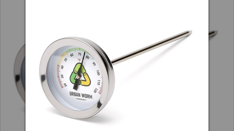 Urban Worm soil thermometer on white background