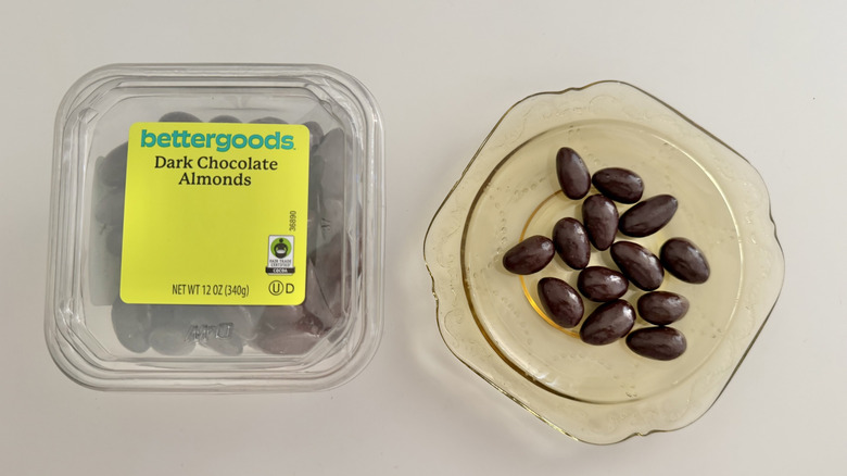 bettergoods dark chocolate almonds on a plate