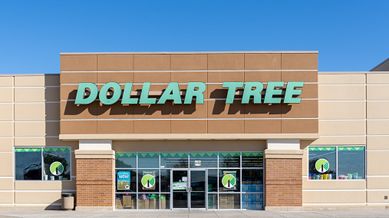 the front of a Dollar Tree store in front of blue sky