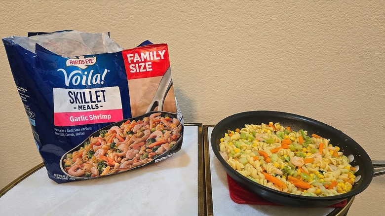Birds Eye Voila! Garlic Shrimp bag and skillet