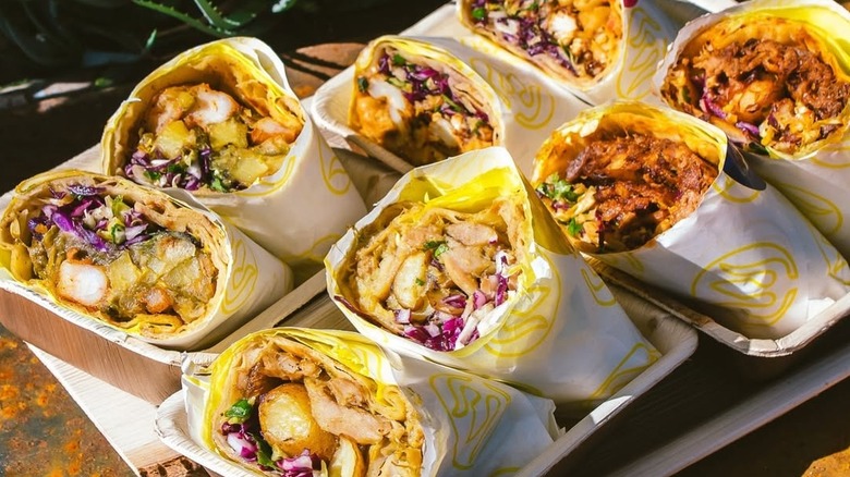 A platter of roti wraps from Bridgetown Roti in East Hollywood