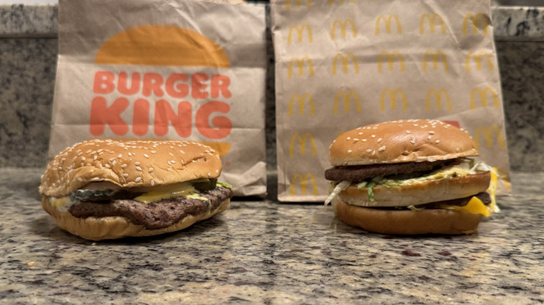 McDonald's Big Mac next to Burger King Whopper