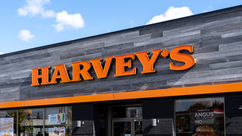 Exterior of a Harvey's restaurant in Waterloo, Ontario, Canada