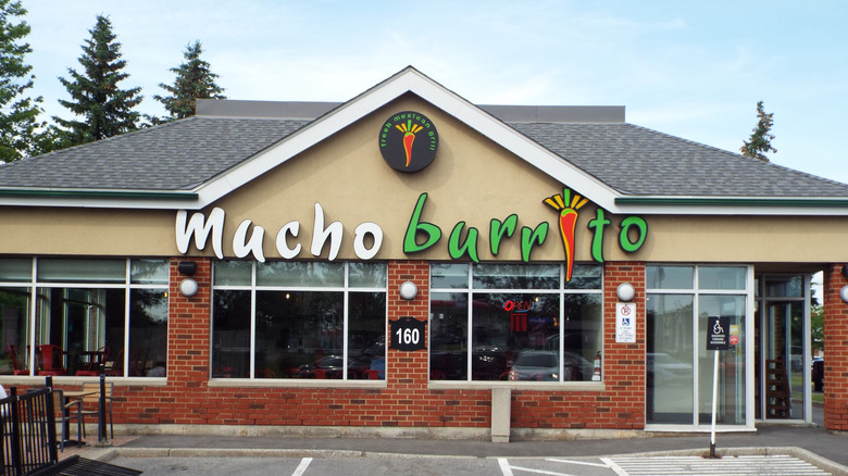 Exterior of a Mucho Burrito restaurant in Kanata, Ontario, Canada