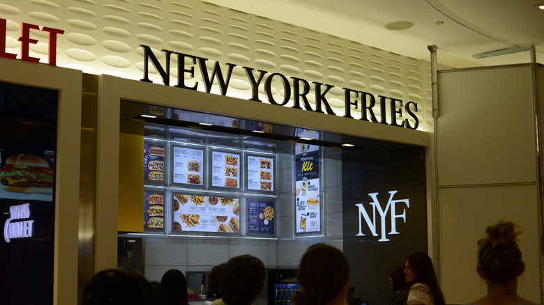 New York Fries location inside a mall food court in Edmonton, Canada