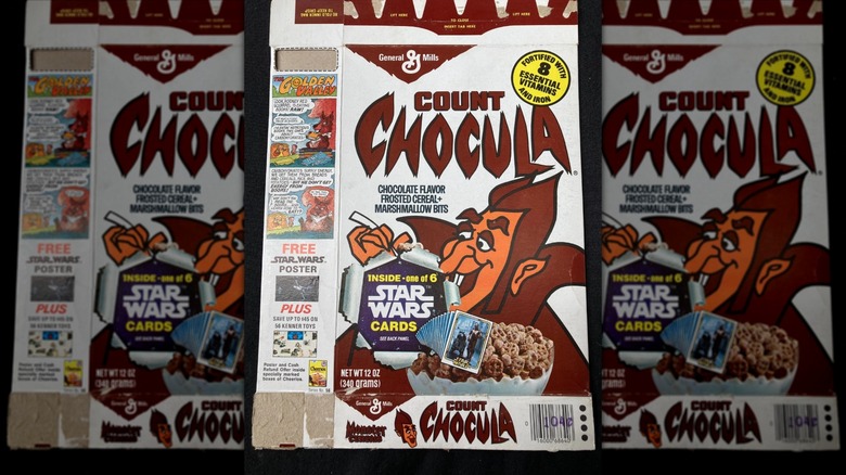 Count Chocula cereal box from 1970s promoting Star Wars trading card prizes