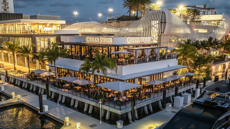 Aerial view of Ocean Prime with people sitting on deck