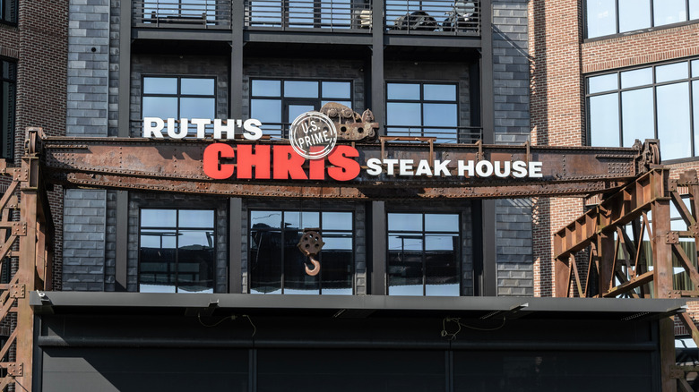 Outside of a Ruth's Chris Steak House with a U.S. Prime sign