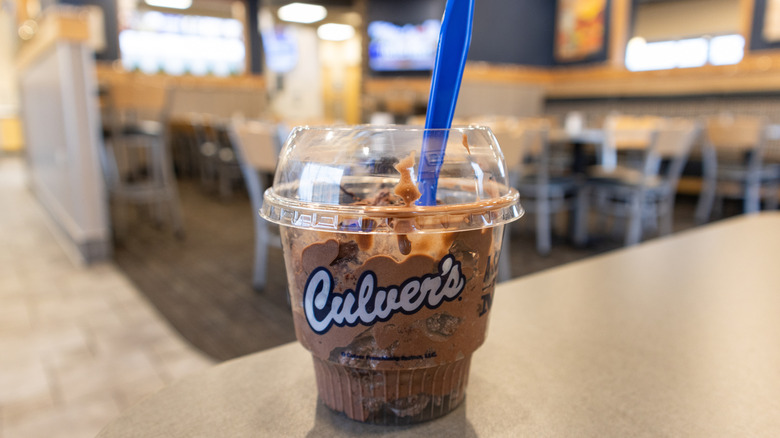 Culver's Chocolate Custard Ice Cream inside the Chain Restaurant