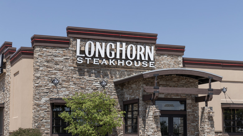 Longhorn Steakhouse exterior against blue sky