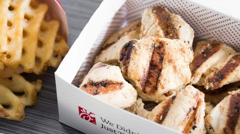 Chick-fil-A grilled chicken nuggets in white container